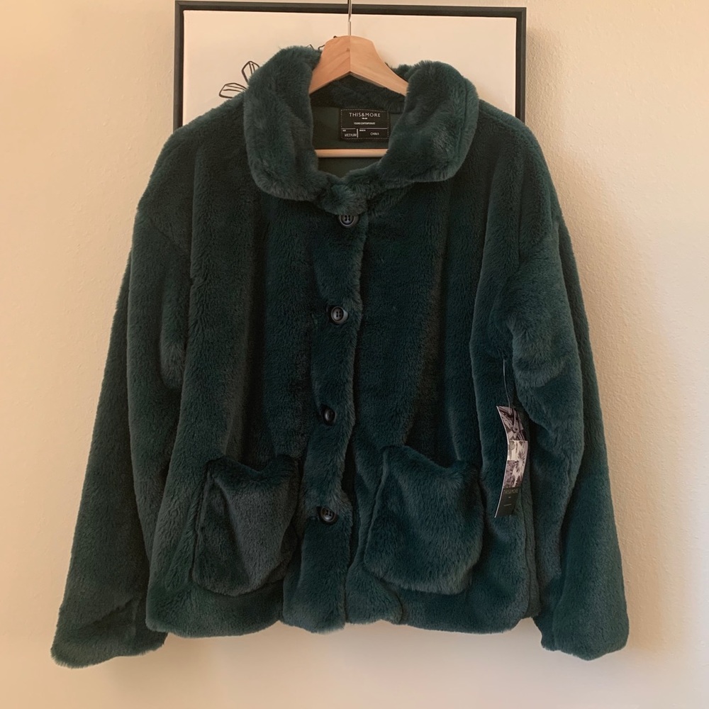 Fuzzy Button Down Coat